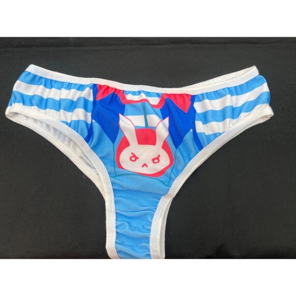 D.VA Cosplay S Micro Bikini Set Japanese Anime Thong Panties & Bra Blue With Leg - Picture 2 of 6